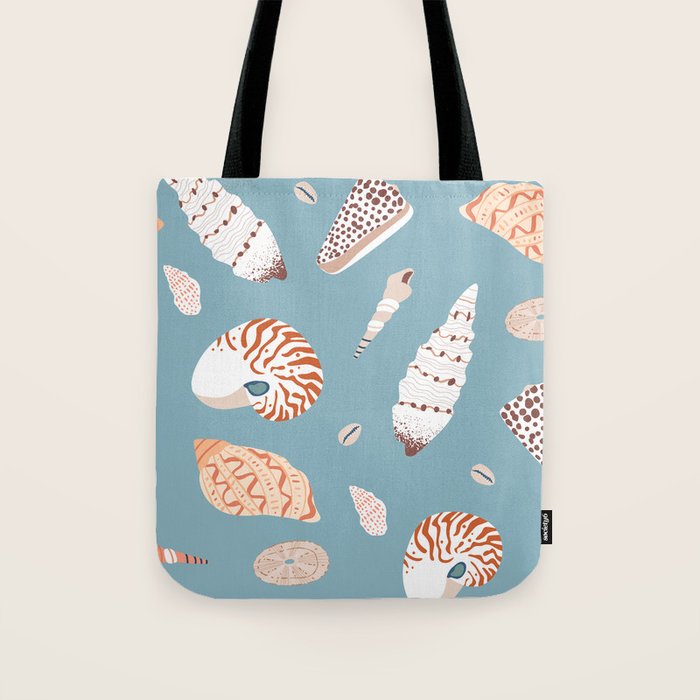 Vintage sea shell flat illustration pattern Tote Bag Gallery Image 1