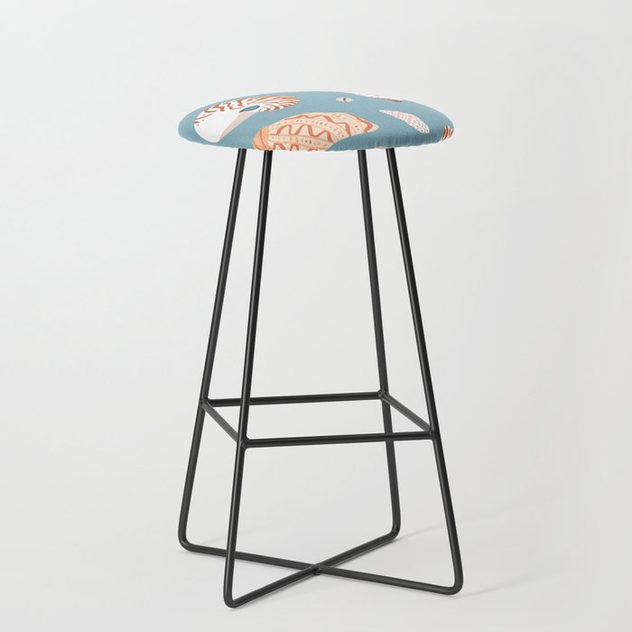 Vintage sea shell flat illustration pattern Stool Gallery Image 1