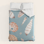 Vintage sea shell flat illustration pattern Duvet Cover Gallery Image 6