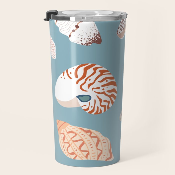 Vintage sea shell flat illustration pattern Travel Mug Gallery Image 3