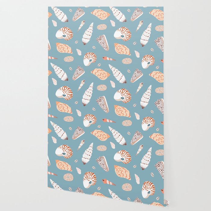 Vintage sea shell flat illustration pattern Wallpaper Gallery Image 2