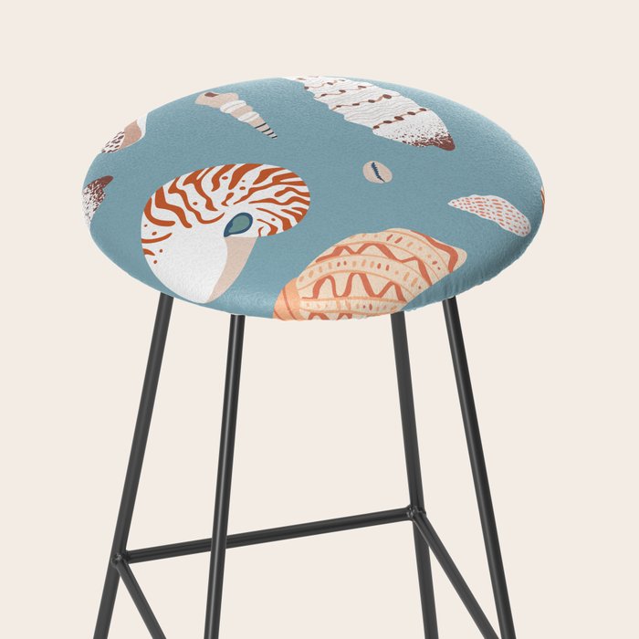 Vintage sea shell flat illustration pattern Stool Gallery Image 2