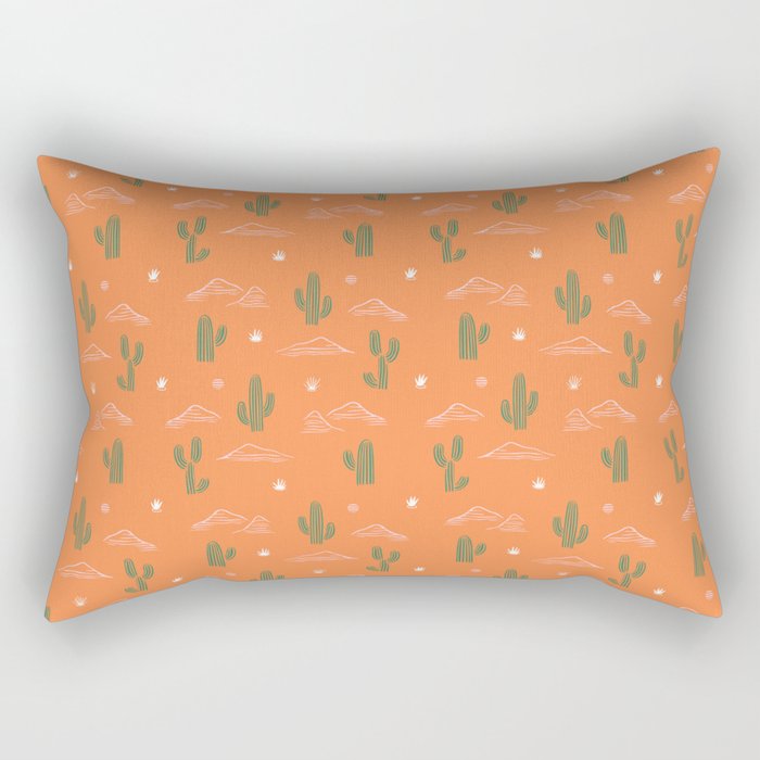Retro cactus plant art pattern Rectangular Pillow Gallery Image 1