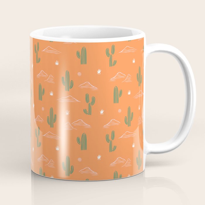 Retro cactus plant art pattern Coffee Mug Gallery Image 1