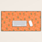 Retro cactus plant art pattern Desk Mat Gallery Image 1