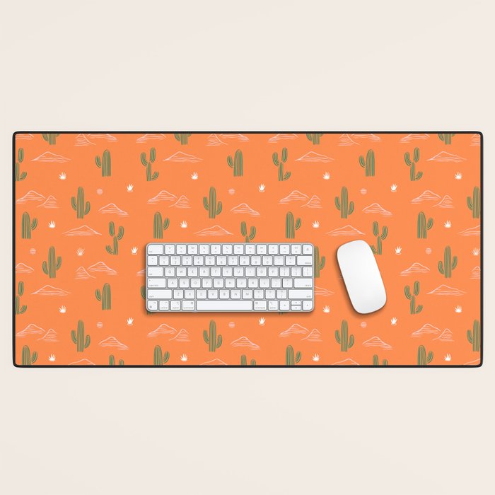 Retro cactus plant art pattern Desk Mat Gallery Image 1