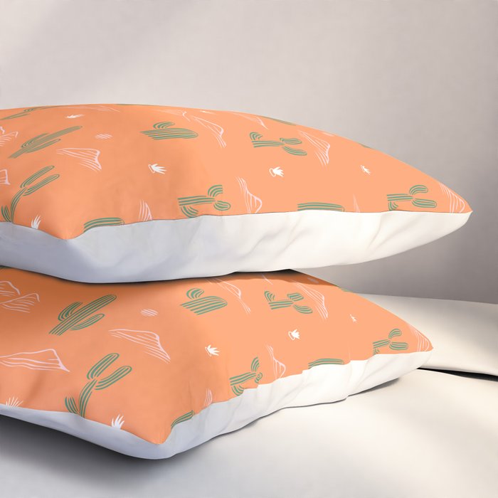 Retro cactus plant art pattern Pillow Sham Gallery Image 3