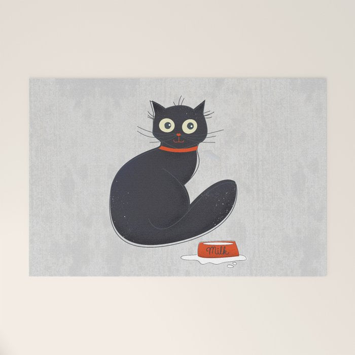 Black Silly Cat  Welcome Mat Gallery Image 1