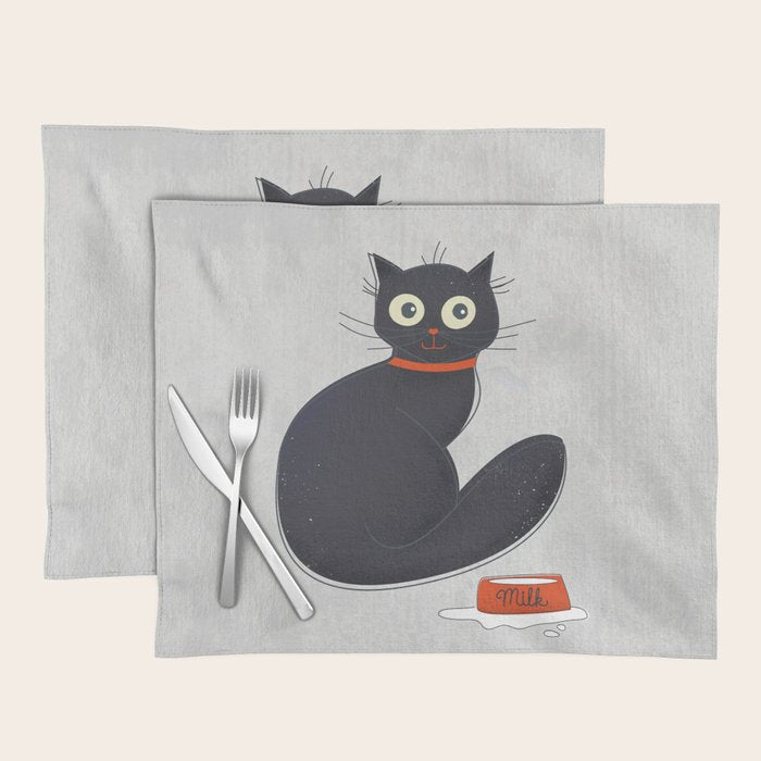 Black Silly Cat  Placemat Gallery Image 1
