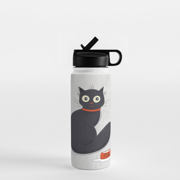 Black Silly Cat  Water Bottle Gallery Image 1