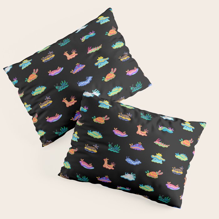 Sea slug - black Pillow Sham Gallery Image 3