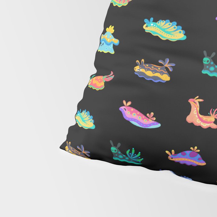 Sea slug - black Pillow Sham Gallery Image 4