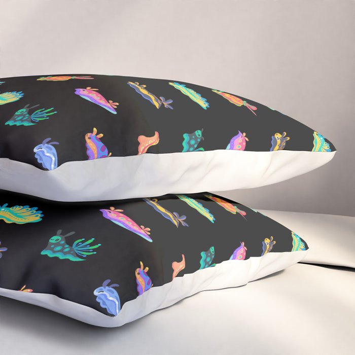 Sea slug - black Pillow Sham Gallery Image 3