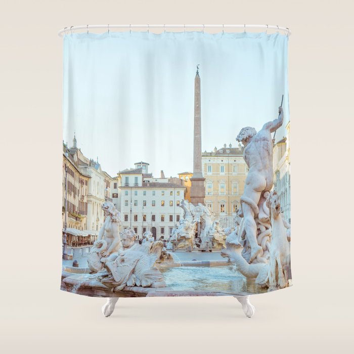 Piazza Navona - Rome Italy Photography Shower Curtain Gallery Image 1
