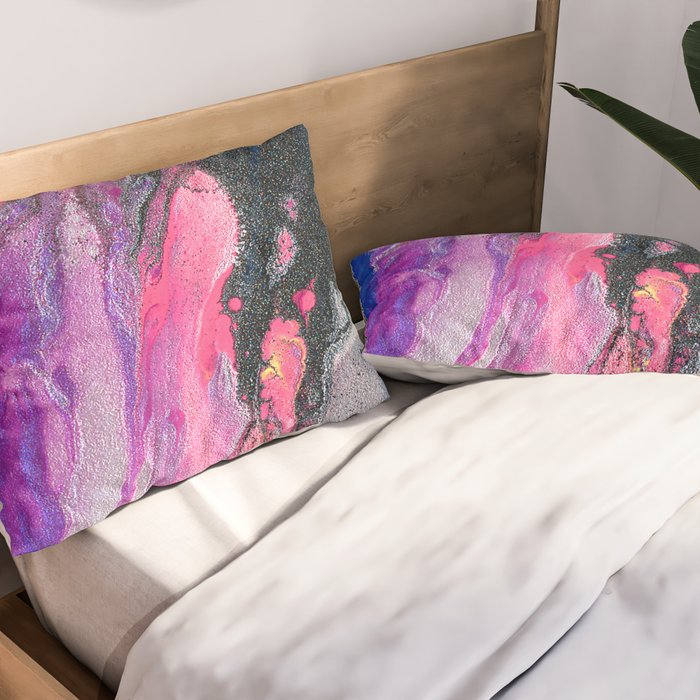 Bursting with Cosmic Joy Abstract Painting Pillow Sham Gallery Image 2