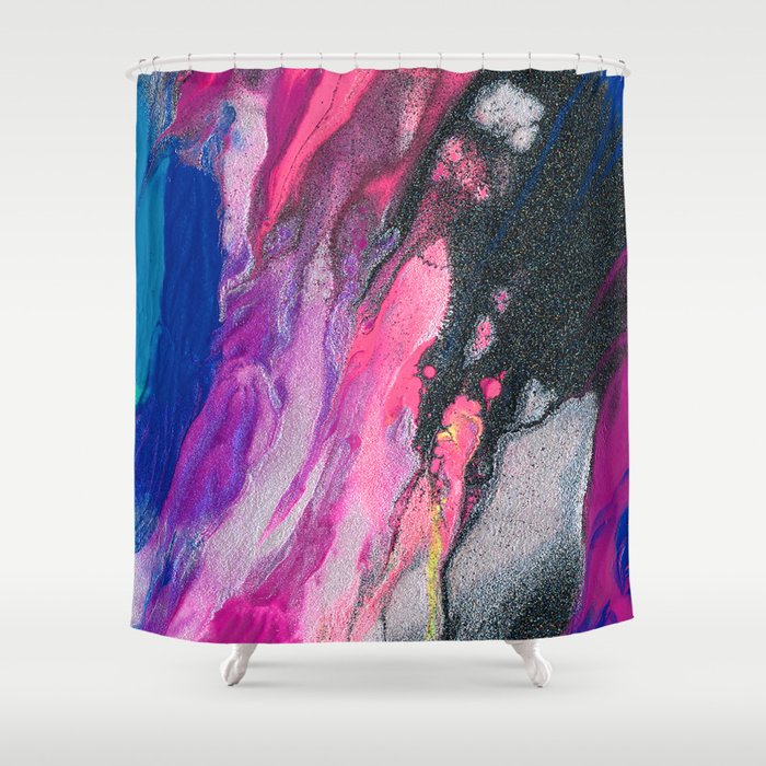 Bursting with Cosmic Joy Abstract Painting Shower Curtain Gallery Image 1