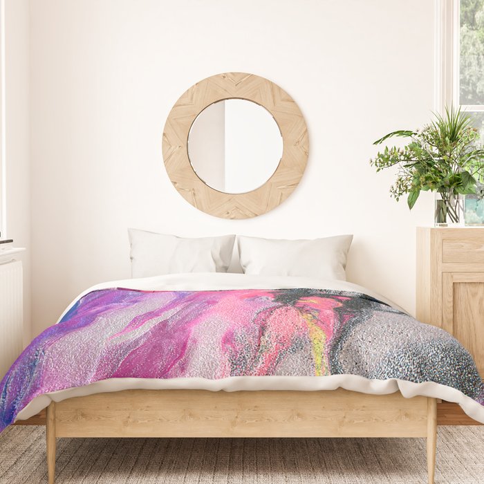 Bursting with Cosmic Joy Abstract Painting Duvet Cover Gallery Image 3