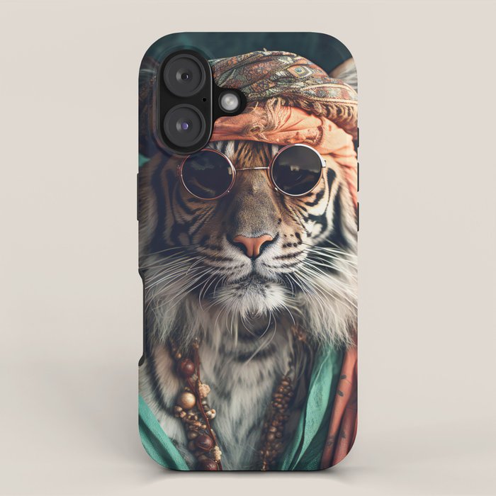 Namastig, Retro Portrait Tiger Prints iPhone Case Gallery Image 1