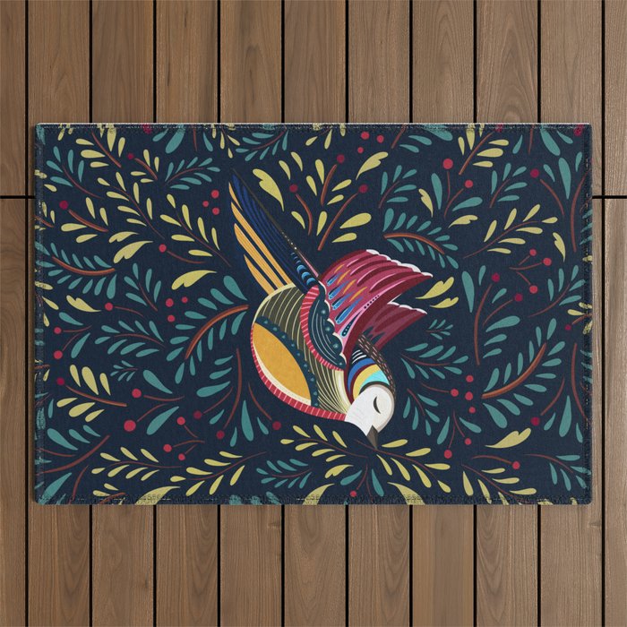 Peace Bird | Navy Outdoor Rug Gallery Image 1