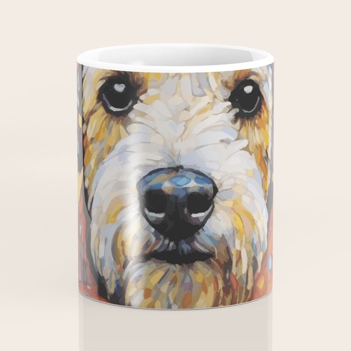 Gustav Klimt Style Dog with Colorful Scarf and Confetti Ears Coffee Mug Gallery Image 4