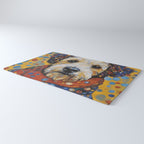 Gustav Klimt Style Dog with Colorful Scarf and Confetti Ears Rug Gallery Image 3