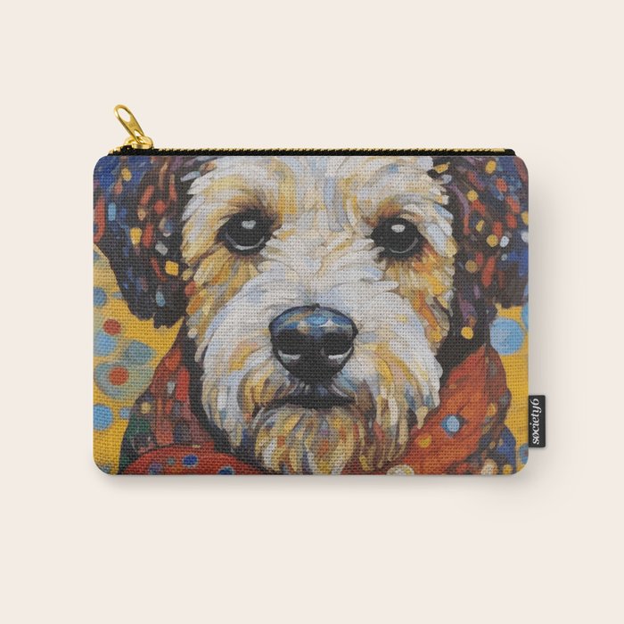 Gustav Klimt Style Dog with Colorful Scarf and Confetti Ears Carry All Pouch Gallery Image 1