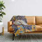 Gustav Klimt Style Dog with Colorful Scarf and Confetti Ears Throw Blanket Gallery Image 1