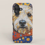 Gustav Klimt Style Dog with Colorful Scarf and Confetti Ears iPhone Case Gallery Image 1