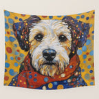 Gustav Klimt Style Dog with Colorful Scarf and Confetti Ears Wall Tapestry Gallery Image 4