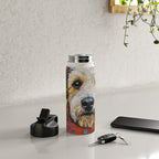 Gustav Klimt Style Dog with Colorful Scarf and Confetti Ears Water Bottle Gallery Image 4