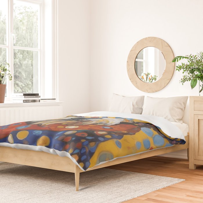 Gustav Klimt Style Dog with Colorful Scarf and Confetti Ears Duvet Cover Gallery Image 2