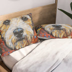 Gustav Klimt Style Dog with Colorful Scarf and Confetti Ears Pillow Sham Gallery Image 2