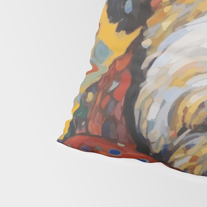 Gustav Klimt Style Dog with Colorful Scarf and Confetti Ears Pillow Sham Gallery Image 4