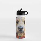 Gustav Klimt Style Dog with Colorful Scarf and Confetti Ears Water Bottle Gallery Image 1