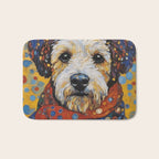 Gustav Klimt Style Dog with Colorful Scarf and Confetti Ears Bath Mat Gallery Image 1