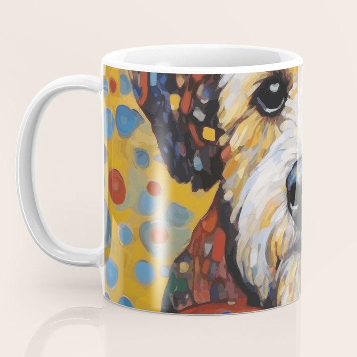 Gustav Klimt Style Dog with Colorful Scarf and Confetti Ears Coffee Mug Gallery Image 3