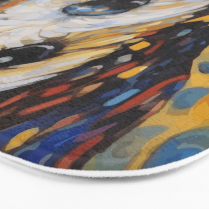 Gustav Klimt Style Dog with Colorful Scarf and Confetti Ears Bath Mat Gallery Image 3
