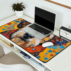 Gustav Klimt Style Dog with Colorful Scarf and Confetti Ears Desk Mat Gallery Image 2