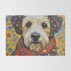 Gustav Klimt Style Dog with Colorful Scarf and Confetti Ears Rug Gallery Image 2