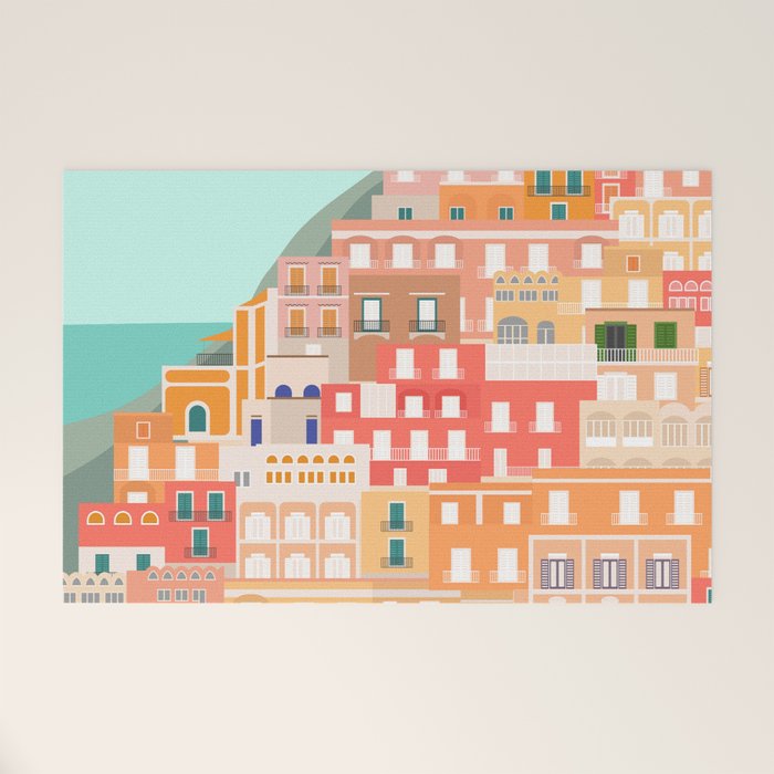 View over the Amalfi Coast, Positano, Italy Welcome Mat Gallery Image 1