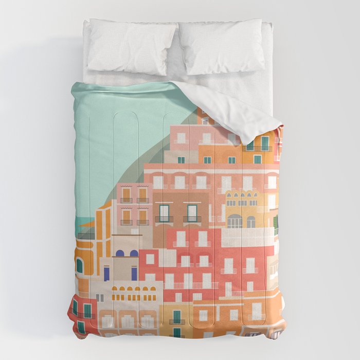 View over the Amalfi Coast, Positano, Italy Comforter Gallery Image 6