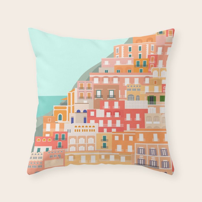 View over the Amalfi Coast, Positano, Italy Throw Pillow Gallery Image 6