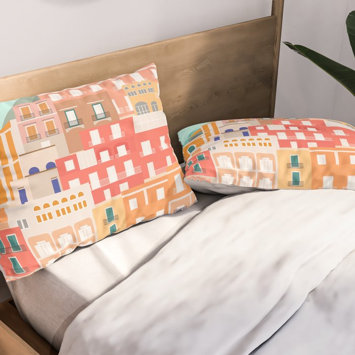 View over the Amalfi Coast, Positano, Italy Pillow Sham Gallery Image 2