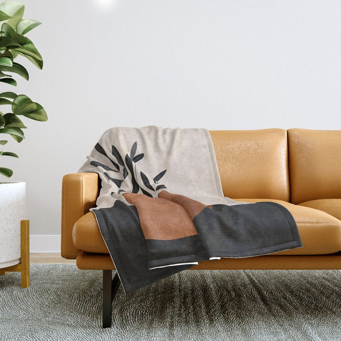 Minimal Abstract Art Vase Plant 6 Throw Blanket Gallery Image 1