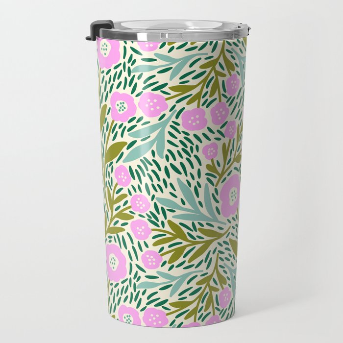 Botanical Garden - Pink and Green Travel Mug Gallery Image 3