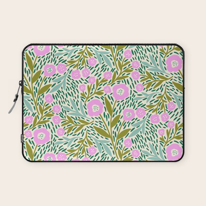 Botanical Garden - Pink and Green Laptop Sleeve Gallery Image 1