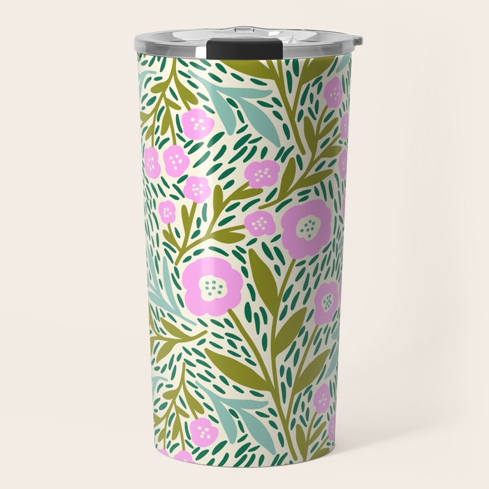 Botanical Garden - Pink and Green Travel Mug Gallery Image 1