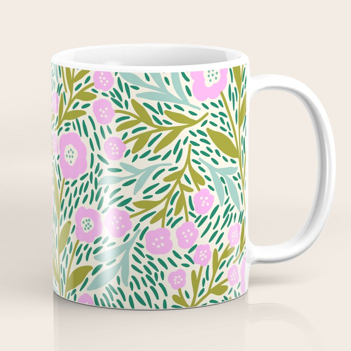 Botanical Garden - Pink and Green Coffee Mug Gallery Image 1