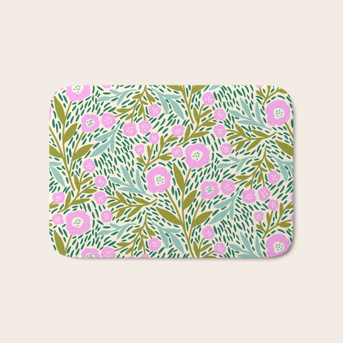 Botanical Garden - Pink and Green Bath Mat Gallery Image 1