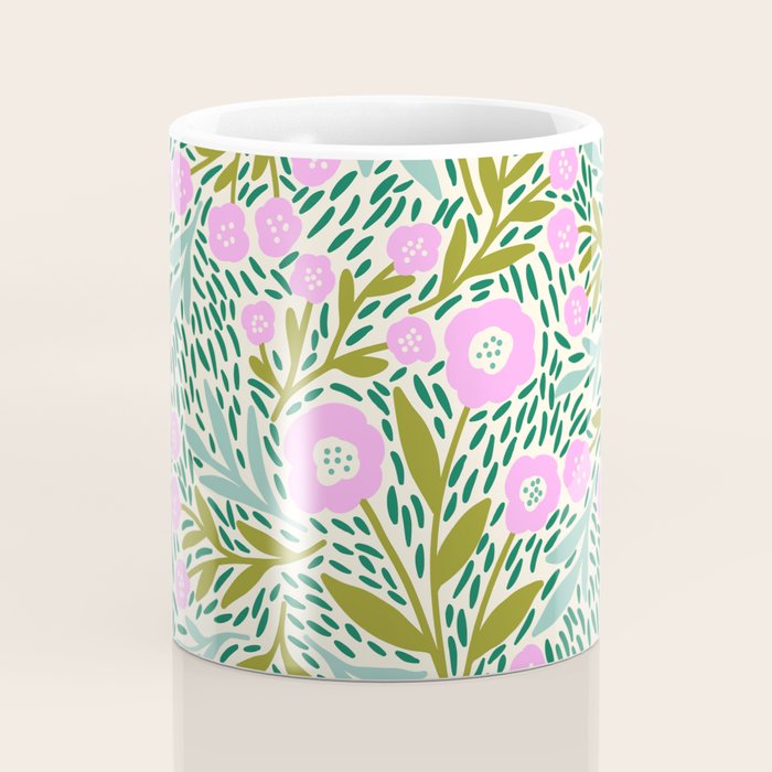 Botanical Garden - Pink and Green Coffee Mug Gallery Image 4